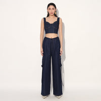 Zoe denim cargo pants - Blue | Linetribe