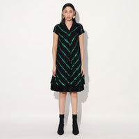 Ukio shibori a-line dress - Black Green | Linetribe